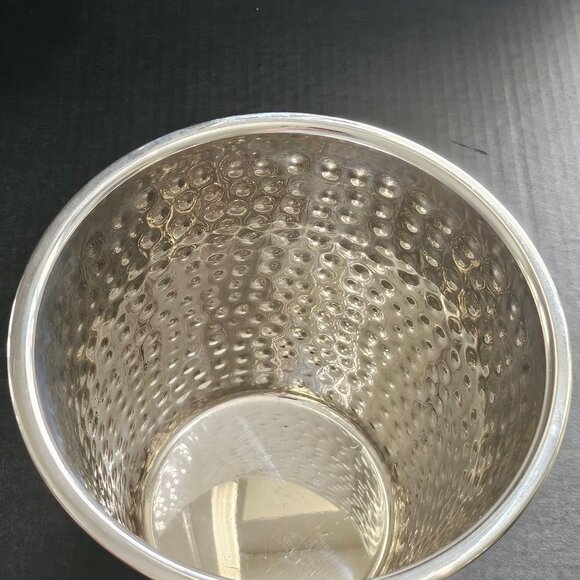 Trudeau Stainless Steel Hammered Design Ring Handles Ice Bucket - Picture 4 of 10